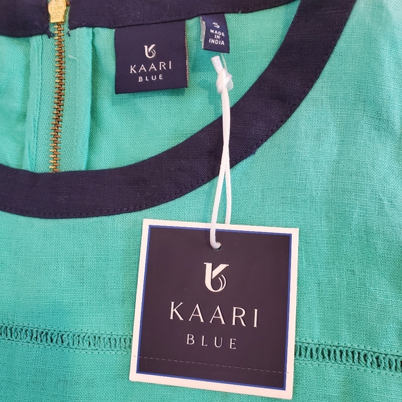 NWT Kaari Blue Linen Crocheted Hem Tank Top - Picture 10 of 11